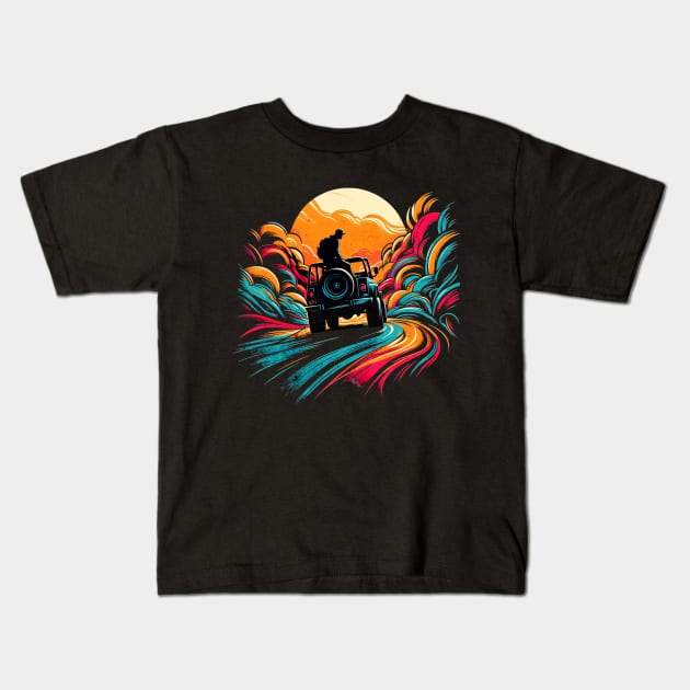 Road Sand Buggy Design Kids T-Shirt by Miami Neon Designs